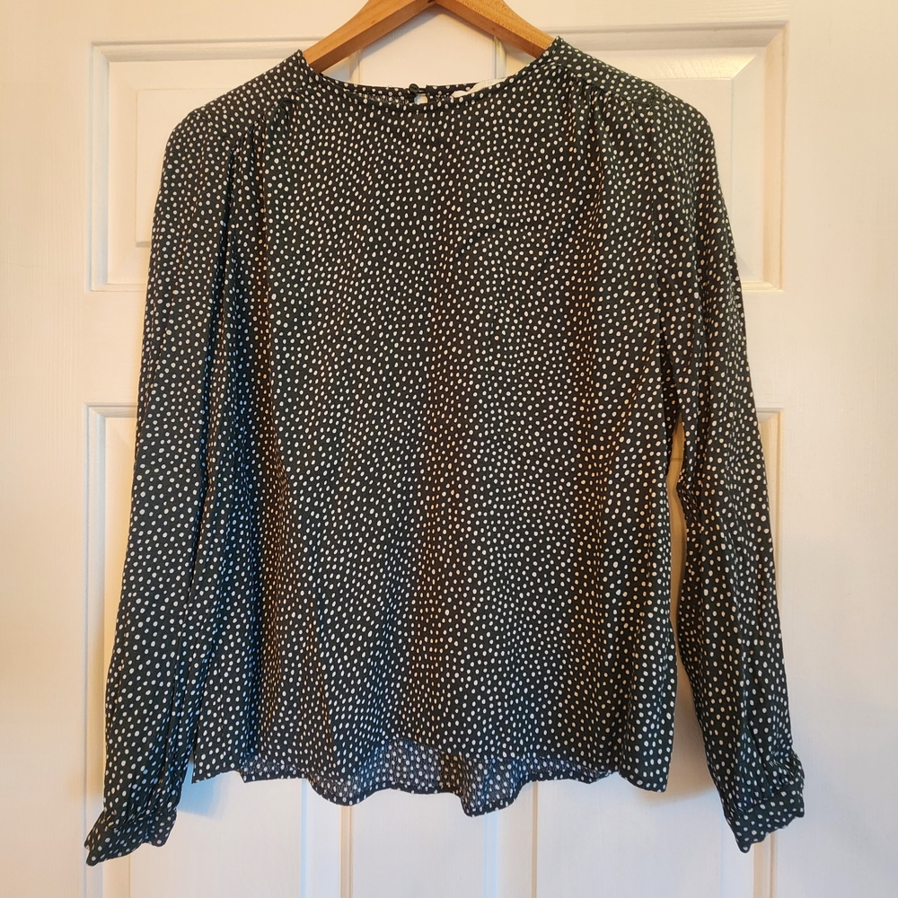 H&M Black Long Sleeve Polka Dot Blouse